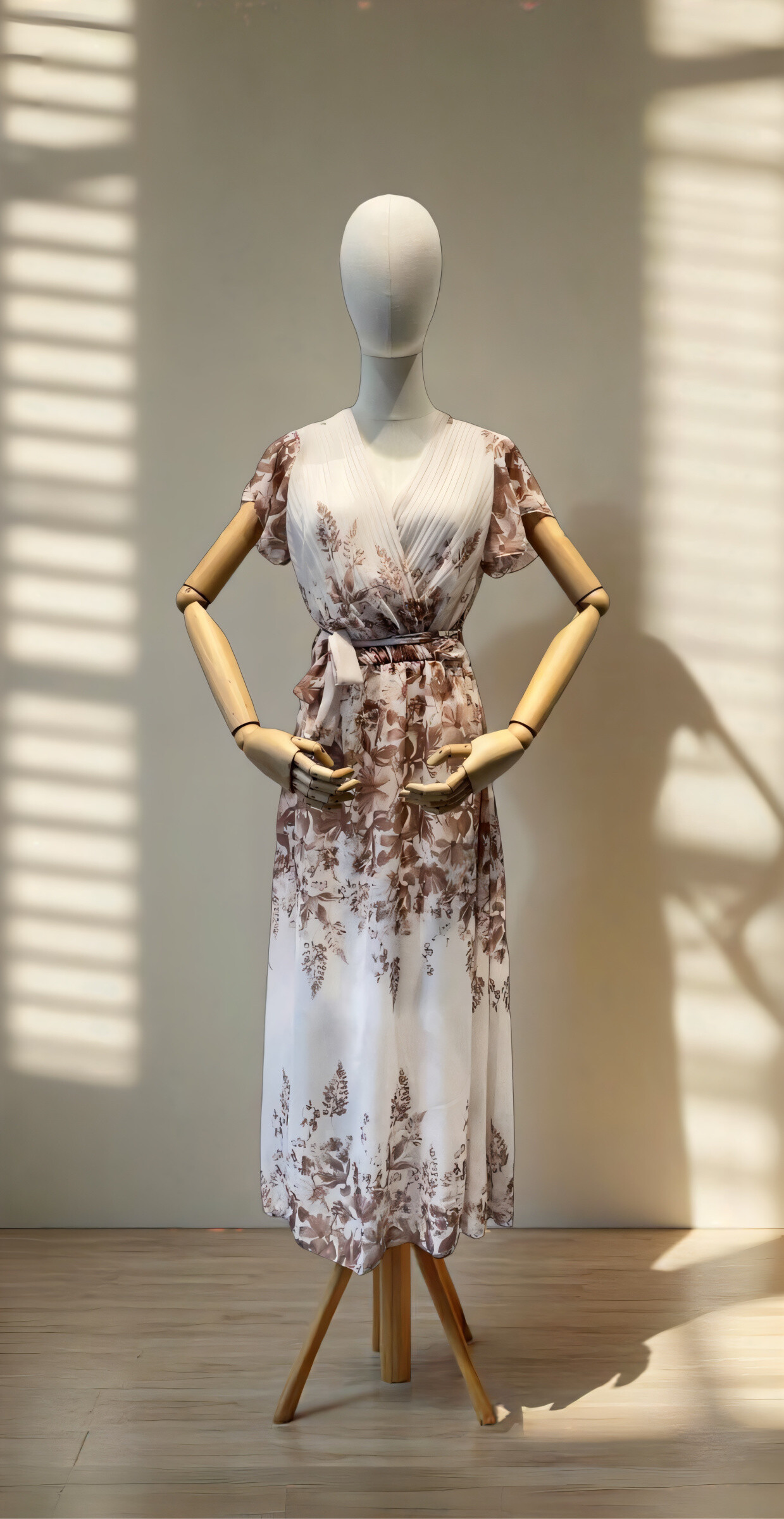 Wholesaler AMARIA - Long Woman Dress - Pink and Ploted Crossed Floral Print
