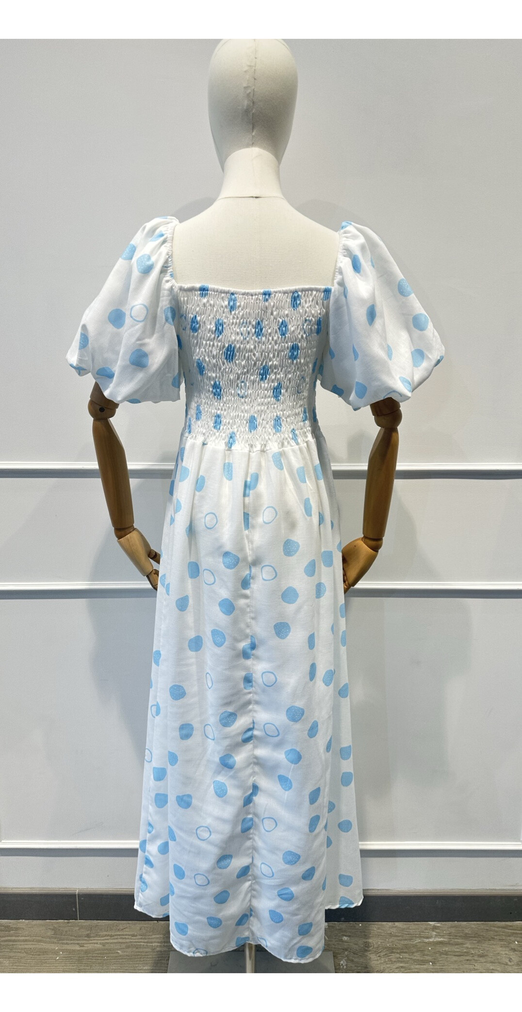 Vestido largo con mangas hinchadas Busto de humo verano - Cielo azul - 5 - formato grande