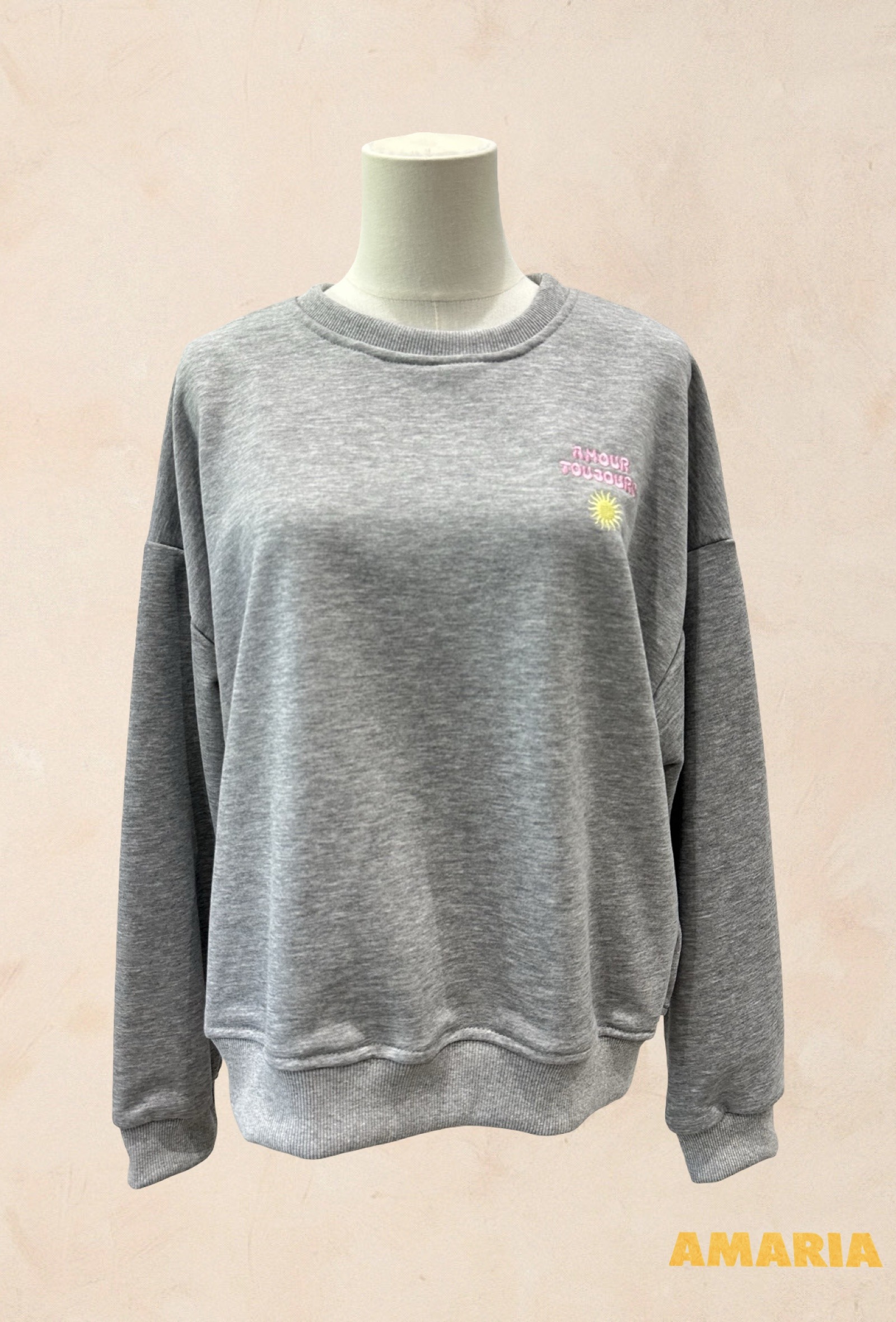 Grossiste AMARIA - Sweat-shirt Oversize Unisexe – Broderie Amour pour Toujours - COTON