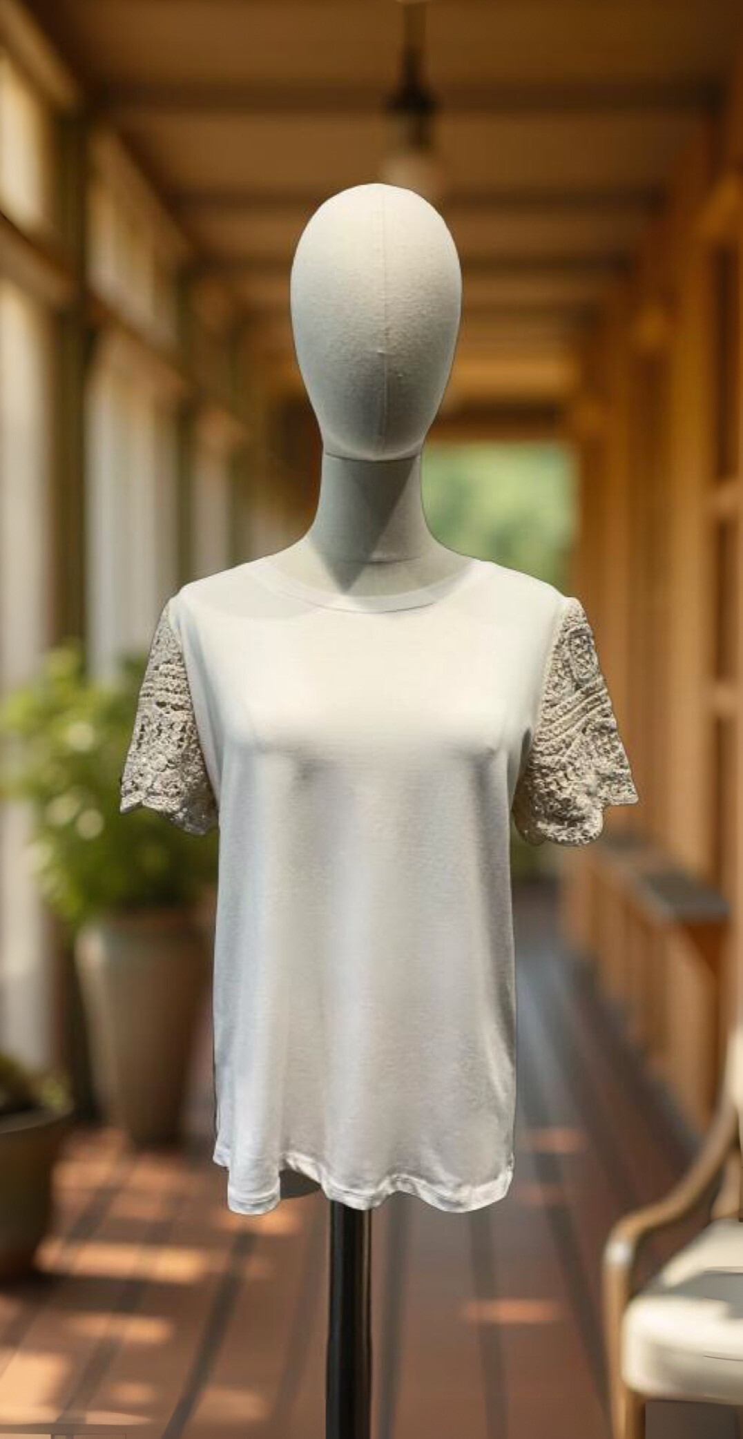 Wholesaler AMARIA - White T-shirt short sleeves macramé