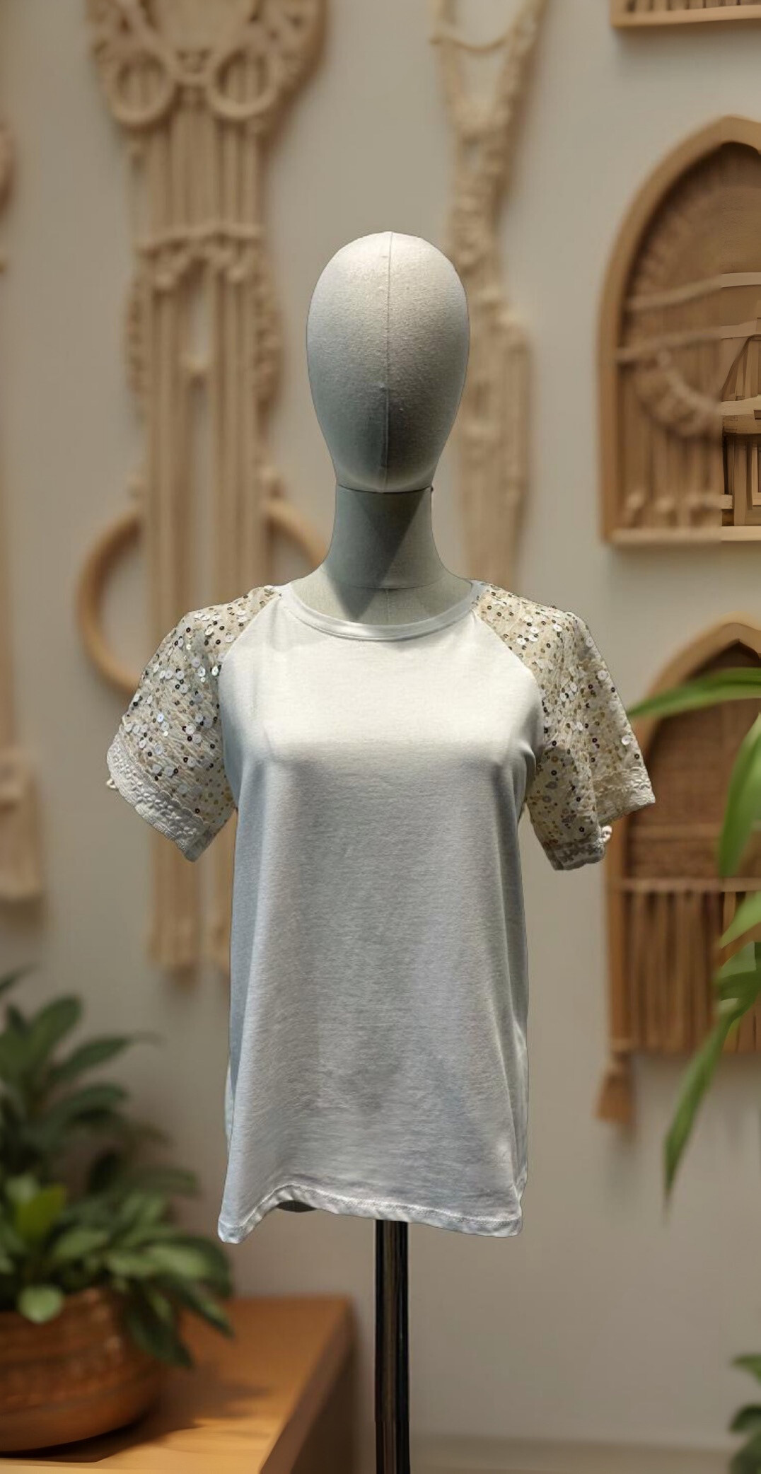 Wholesaler AMARIA - White T-shirt short sleeves golden glitter