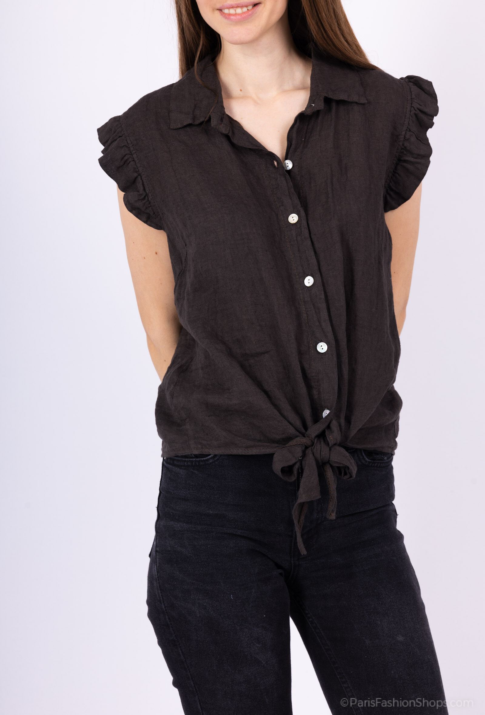 Grossiste AMARIA - Blouse sans manches en lin – Style décontracté chic
