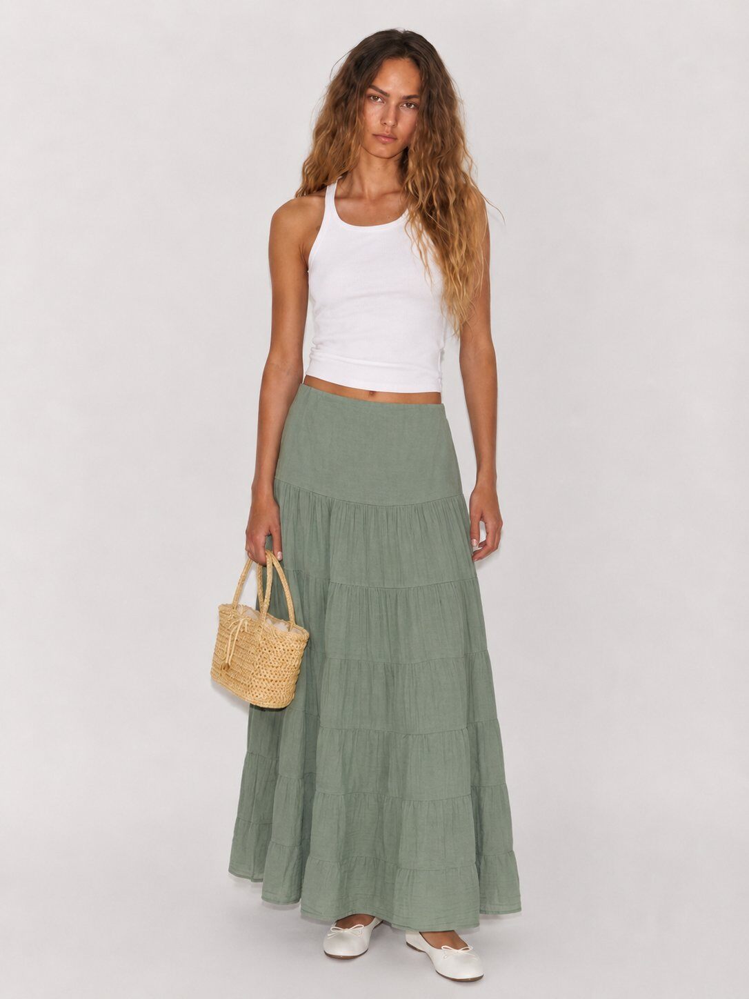 Wholesaler Amelé - Long tiered skirt with crinkled effect