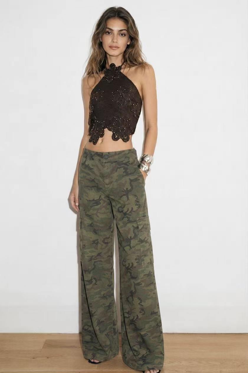 Mayorista Amelé - Pantalones cargo de pierna ancha camuflaje