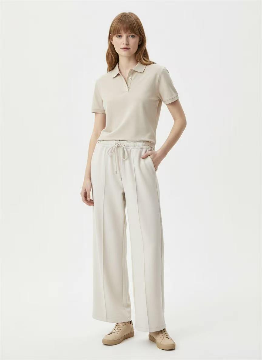 Grossiste Amelé - Pantalon ample avec taille élastique et cordon de serrage