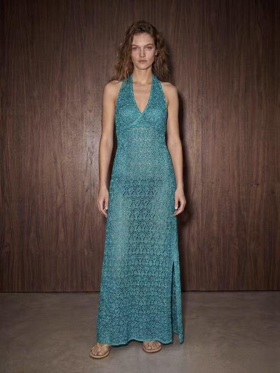 Wholesaler Amelé - Long fitted dress with halter neckline and cut-out detailing