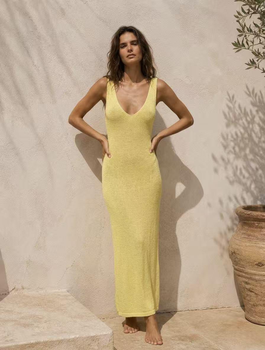 Mayorista Amelé - Vestido largo de punto efecto lúrex