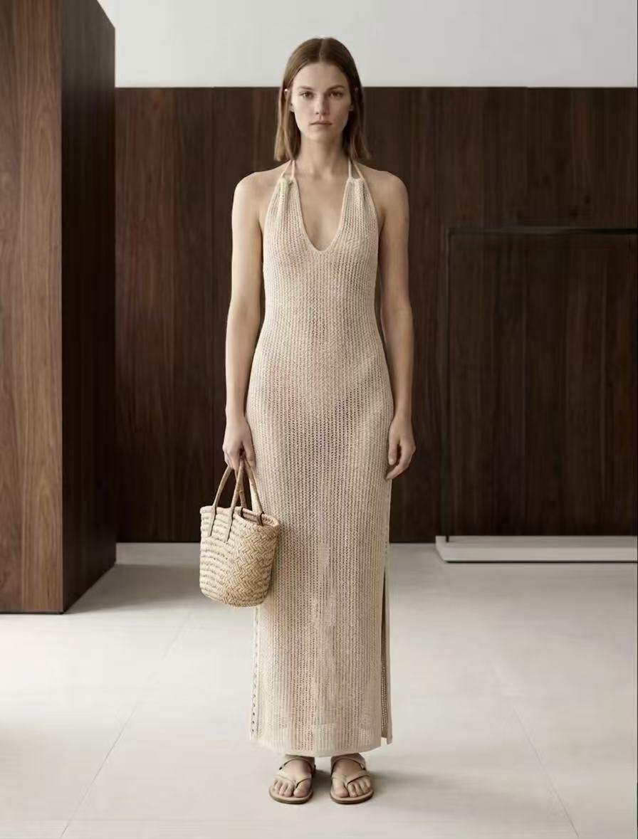 Wholesaler Amelé - Long Crochet Halter Neck Dress