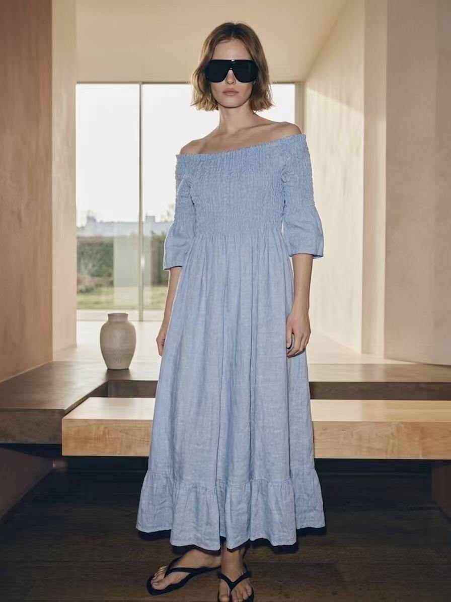 Wholesaler Amelé - Off-shoulder midi dress with ruched bodice