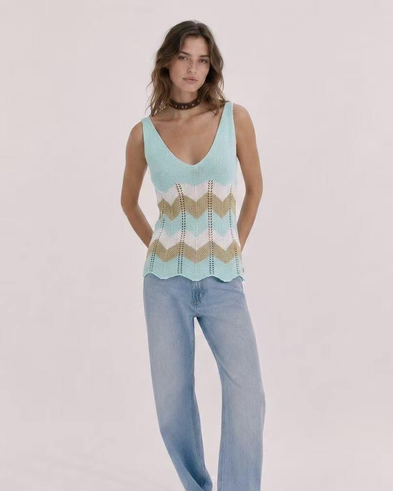 Wholesaler Amelé - Open-knit top with zigzag pattern
