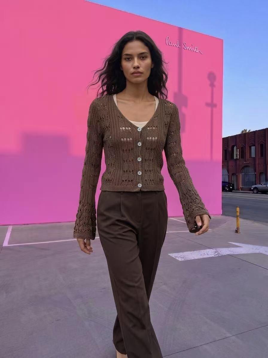 Wholesaler Amelé - Lace-knit cardigan with buttons
