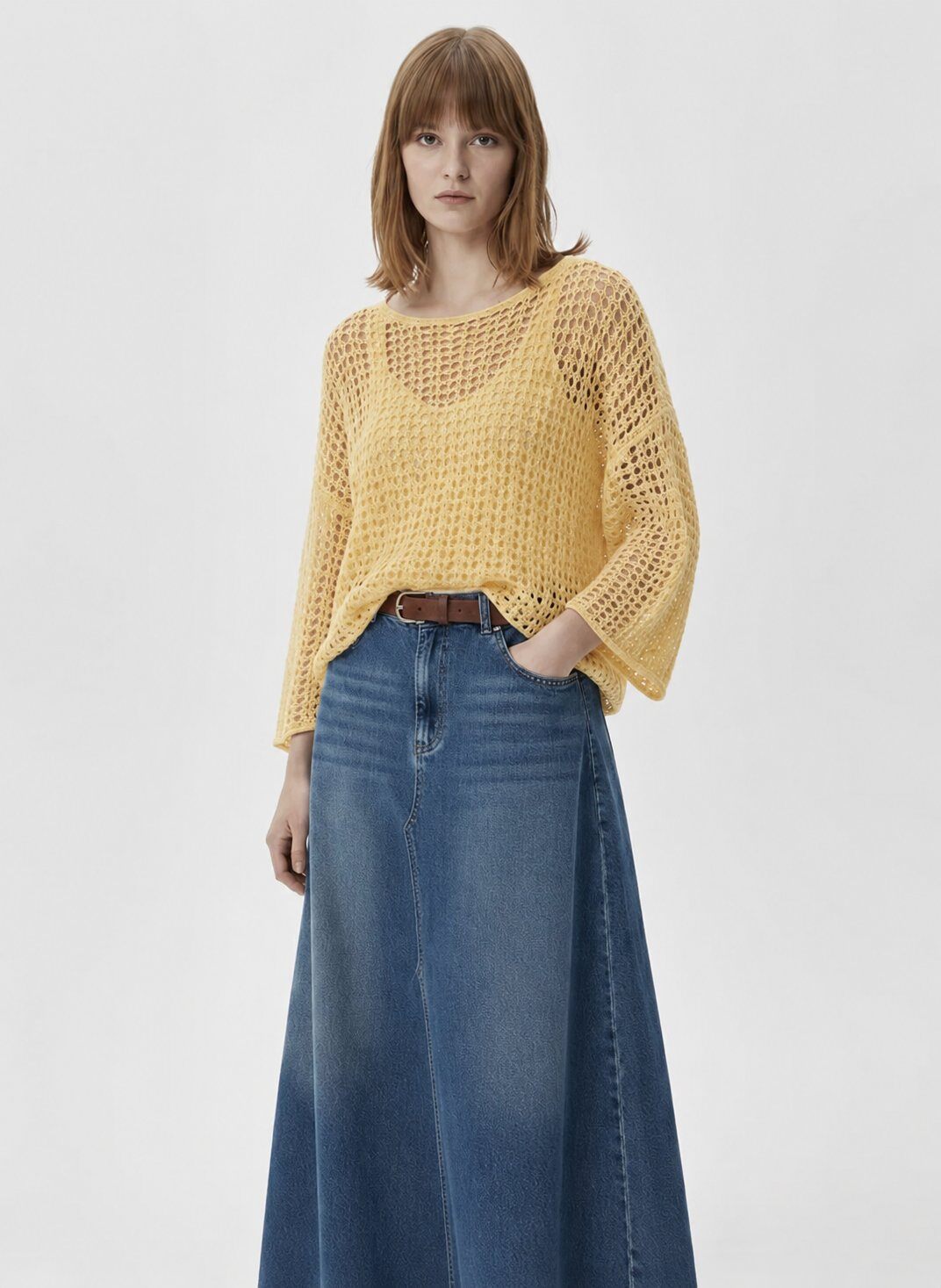 Grossiste Amelé - Pull en maille ajourée à manches longues