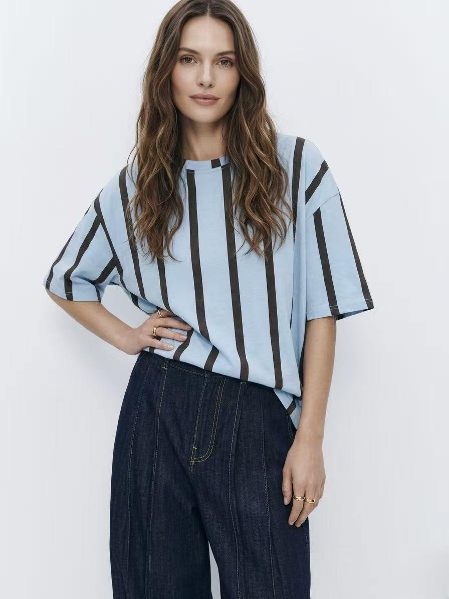 Wholesaler Amelé - Oversized striped T-shirt with wide sleeves