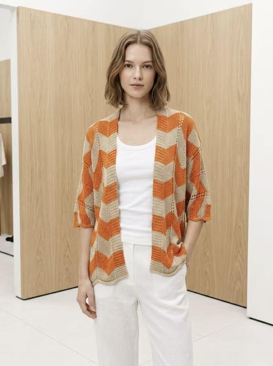 Grossiste Amelé - Cardigan en maille avec motif chevron