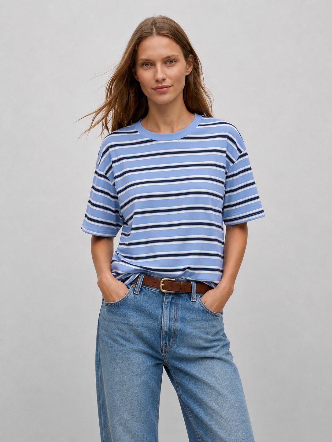 Mayorista Amelé - Camiseta de ajuste holgado a rayas