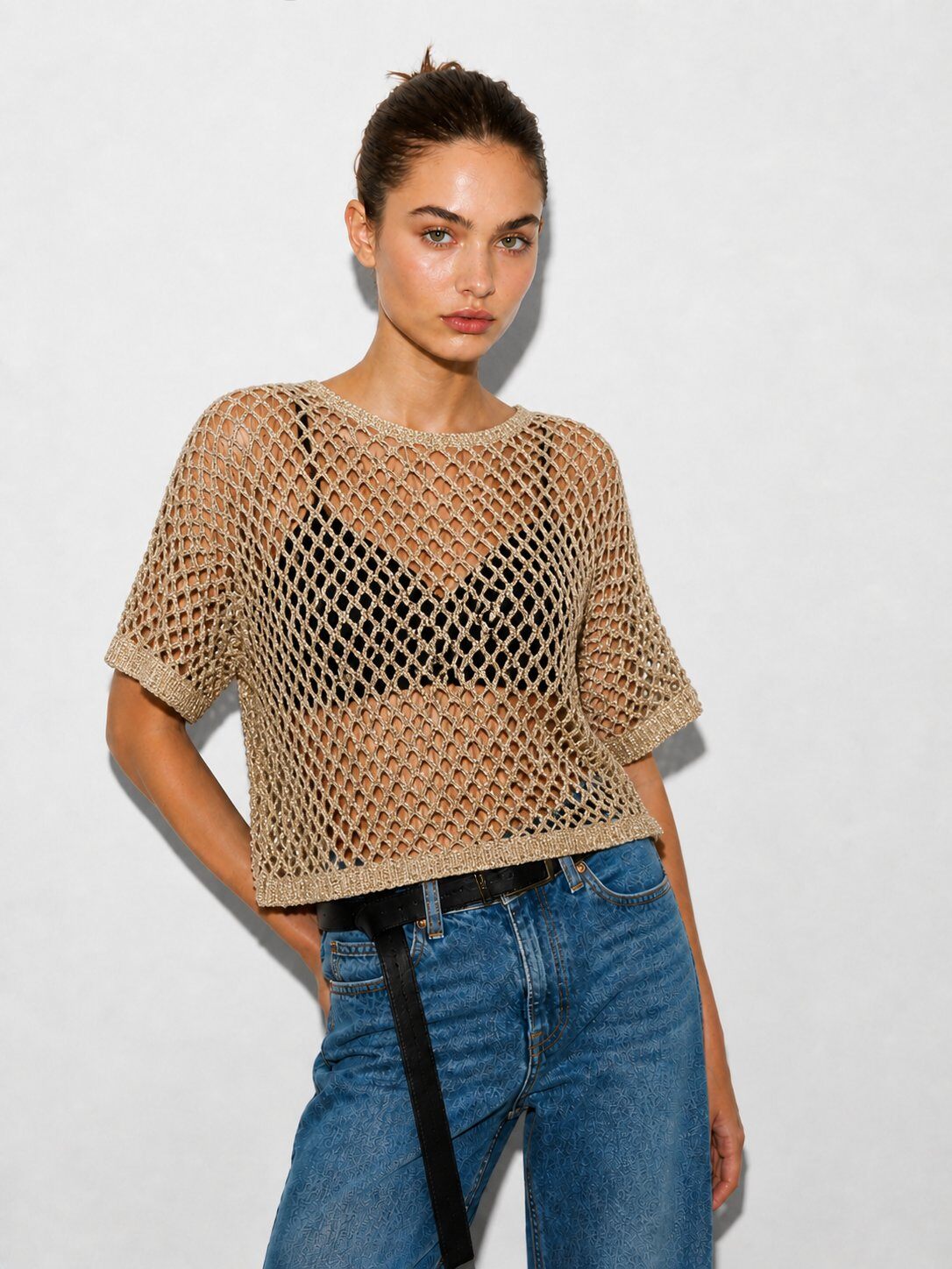Grossiste Amelé - Pull en crochet à mailles larges