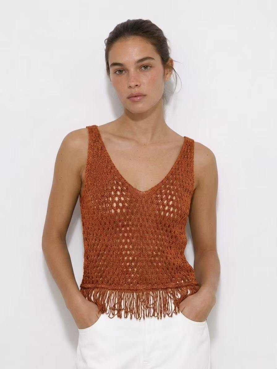 Wholesaler Amelé - Crochet Top with Fringes