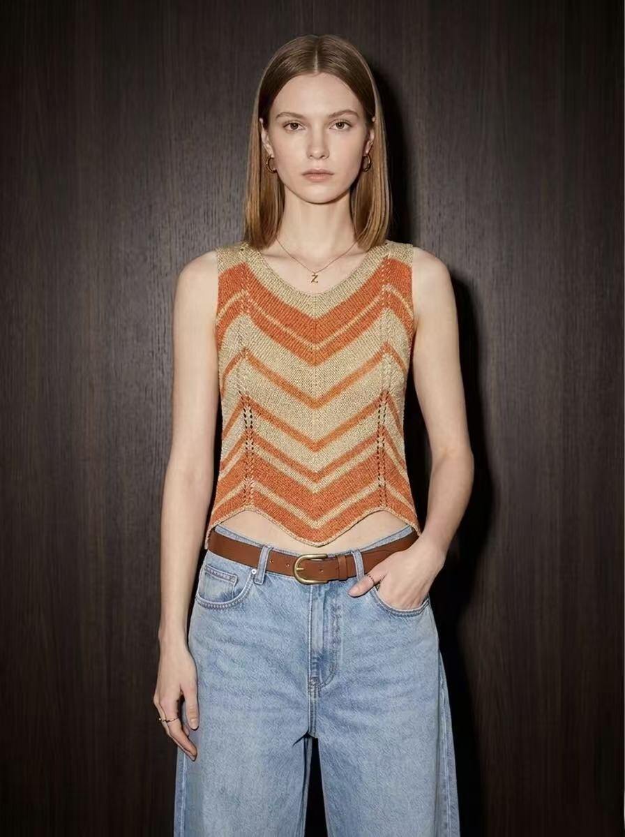 Grossiste Amelé - Haut sans manches en maille avec motif chevron