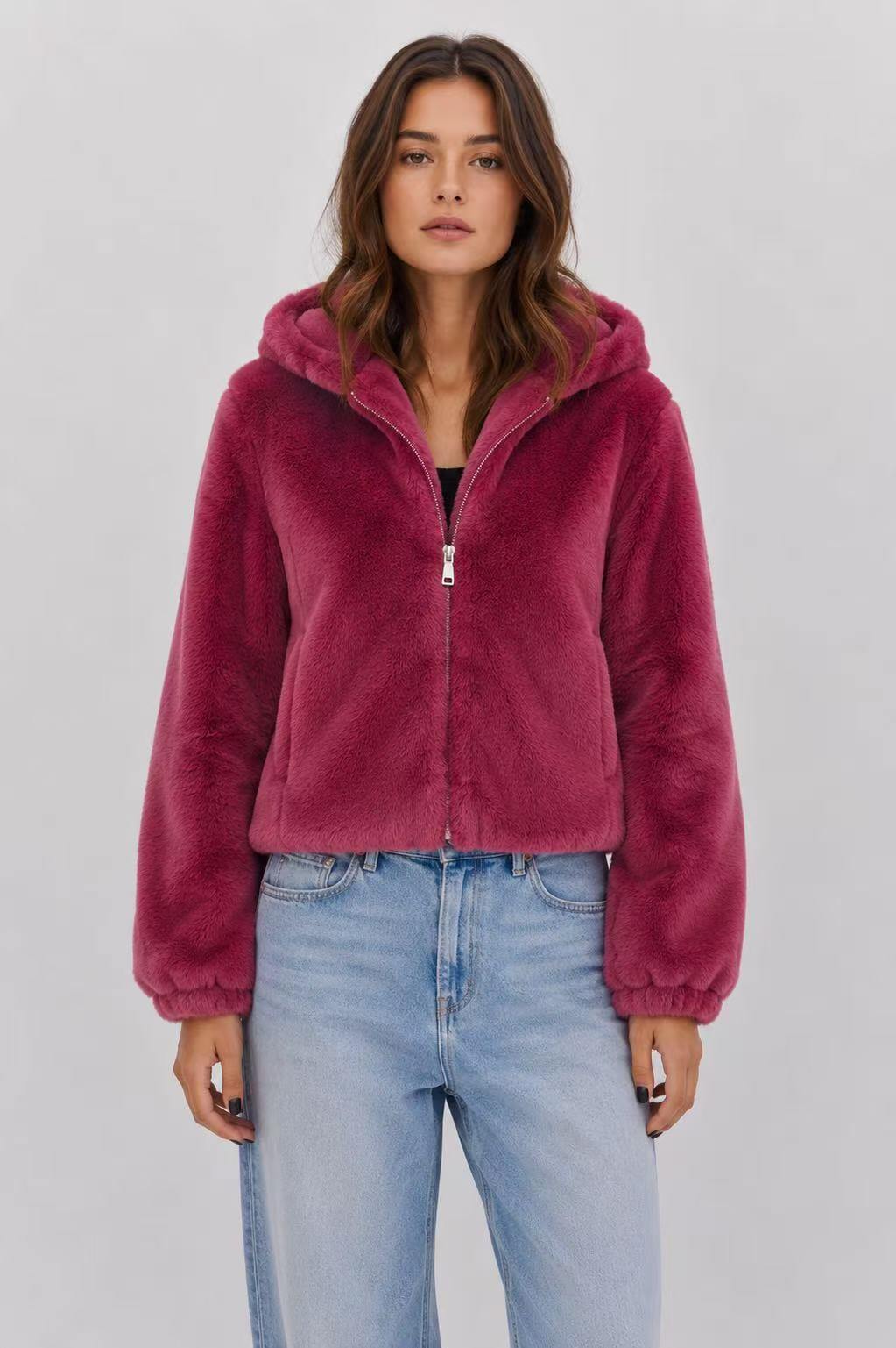 Wholesaler Amelé - Short Faux Fur Jacket with Hood