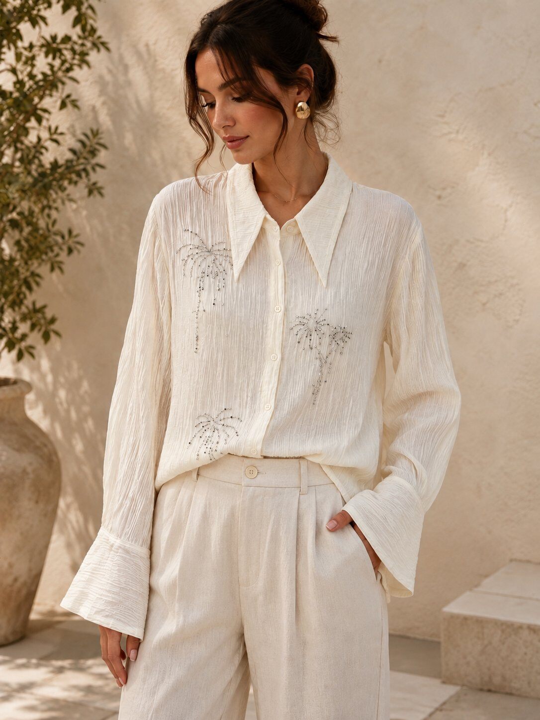 Grossiste AMIE KOKO - Chemise Fluide à Broderie Scintillantes