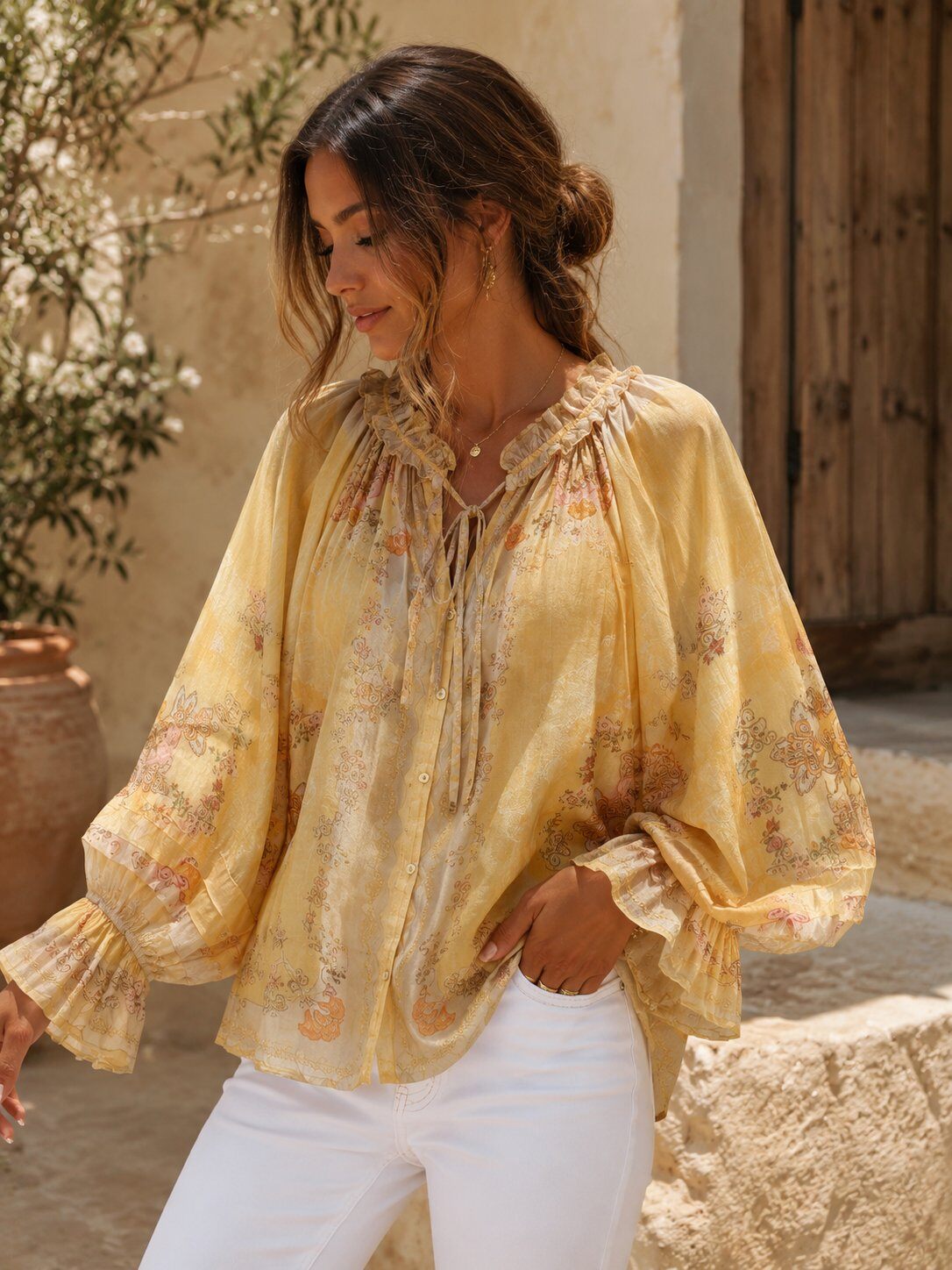 Grossiste AMIE KOKO - Blouse en tencel et soie, imprimée chic et bohème