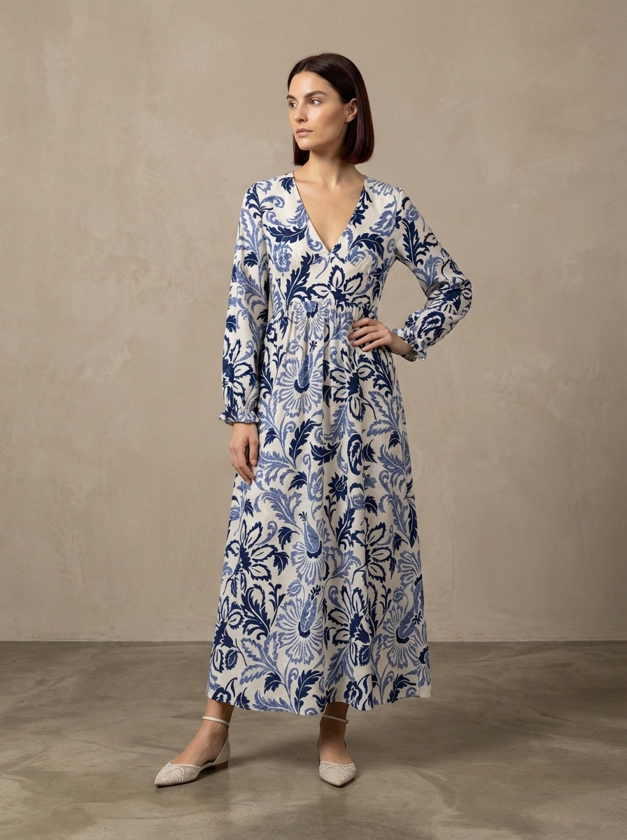 Aibayleef Donna Vestiti Scollo a V Taglie Forti Abiti Lino Linea A