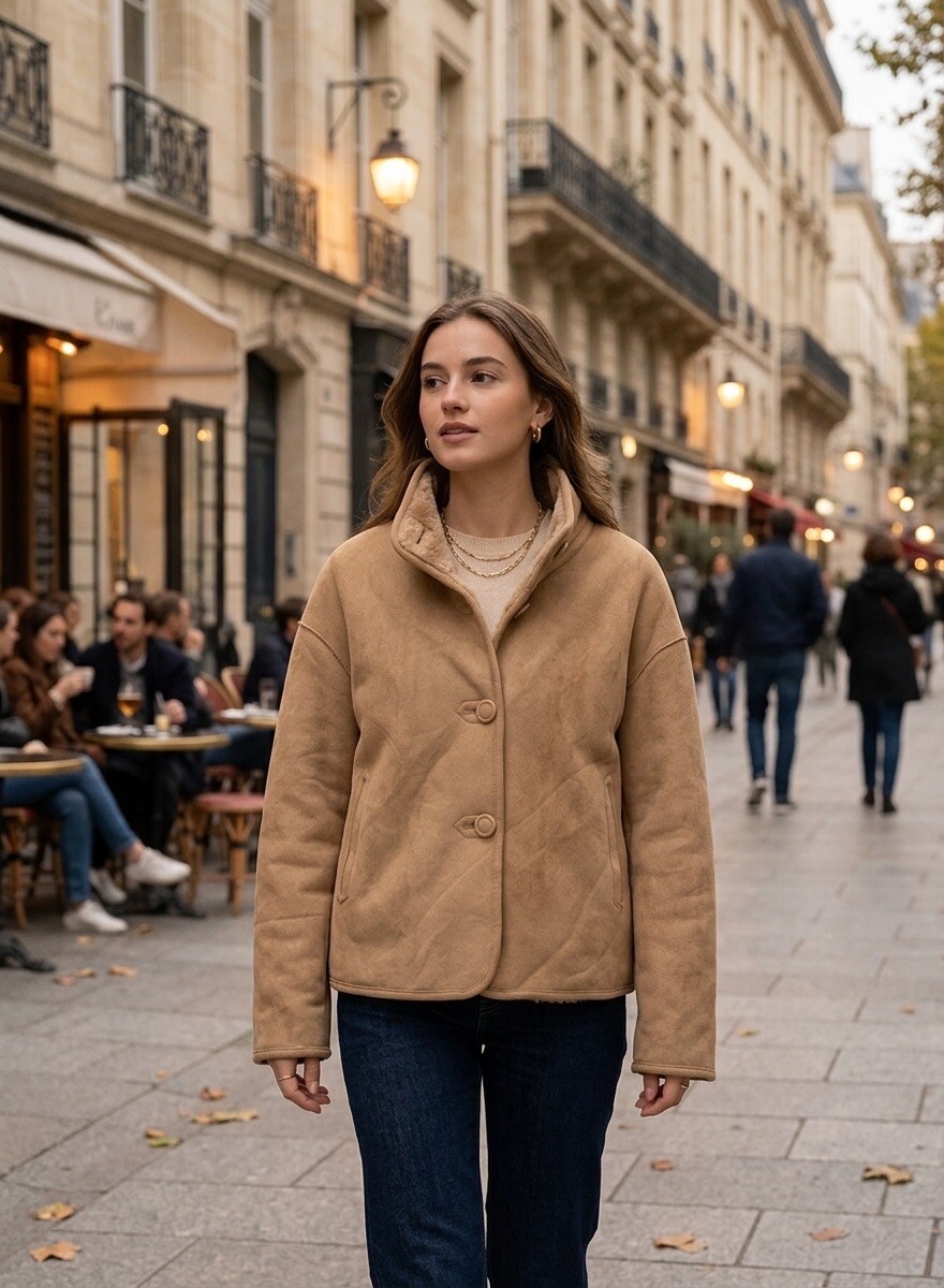 Grossiste AmReady - Veste Réversible Effet Peau Doublée Moumoutte – Style Boho-Chic & Cozy