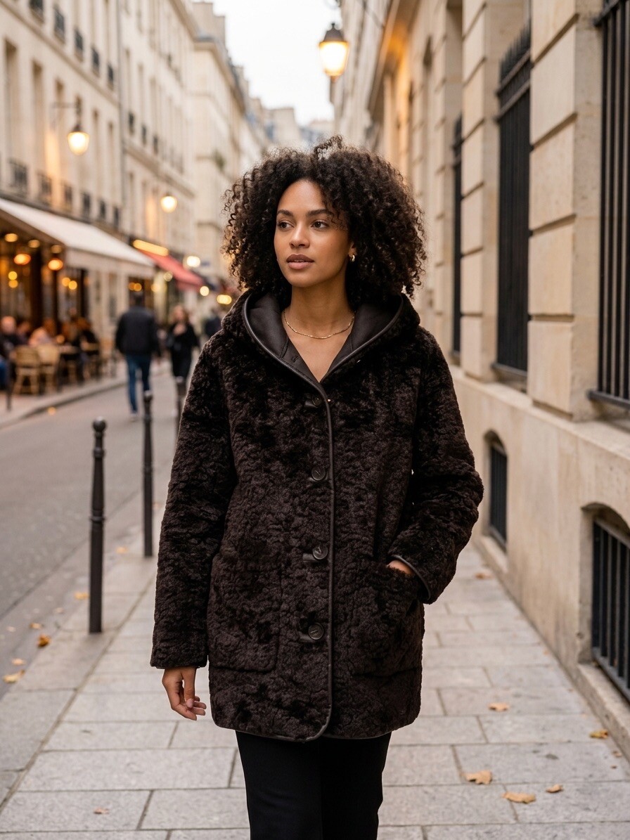 Wholesaler AmReady - Reversible Shearling Hooded Coat – Winter Collection