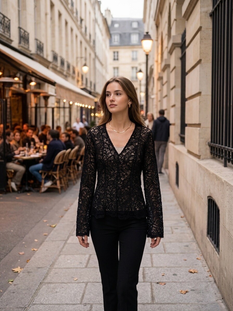 Grossiste AmReady - Top Transparence en Dentelle Florale & Motif Paisley