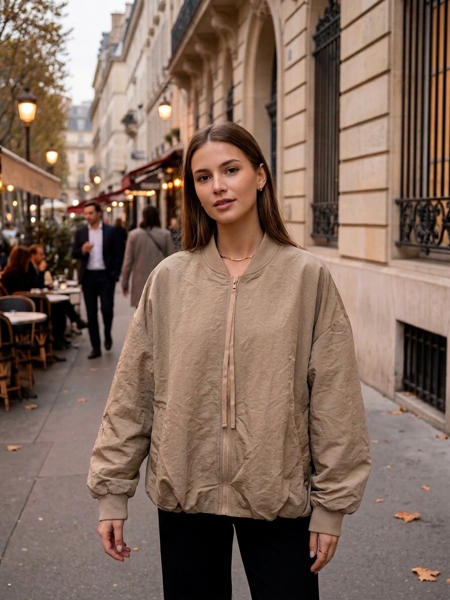 Grossiste AmReady - Bomber léger en matière effet satiné / froissé