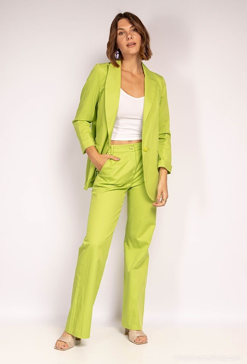 Grossista Amy&Clo - Blazer dritto in cotone con bottone singolo