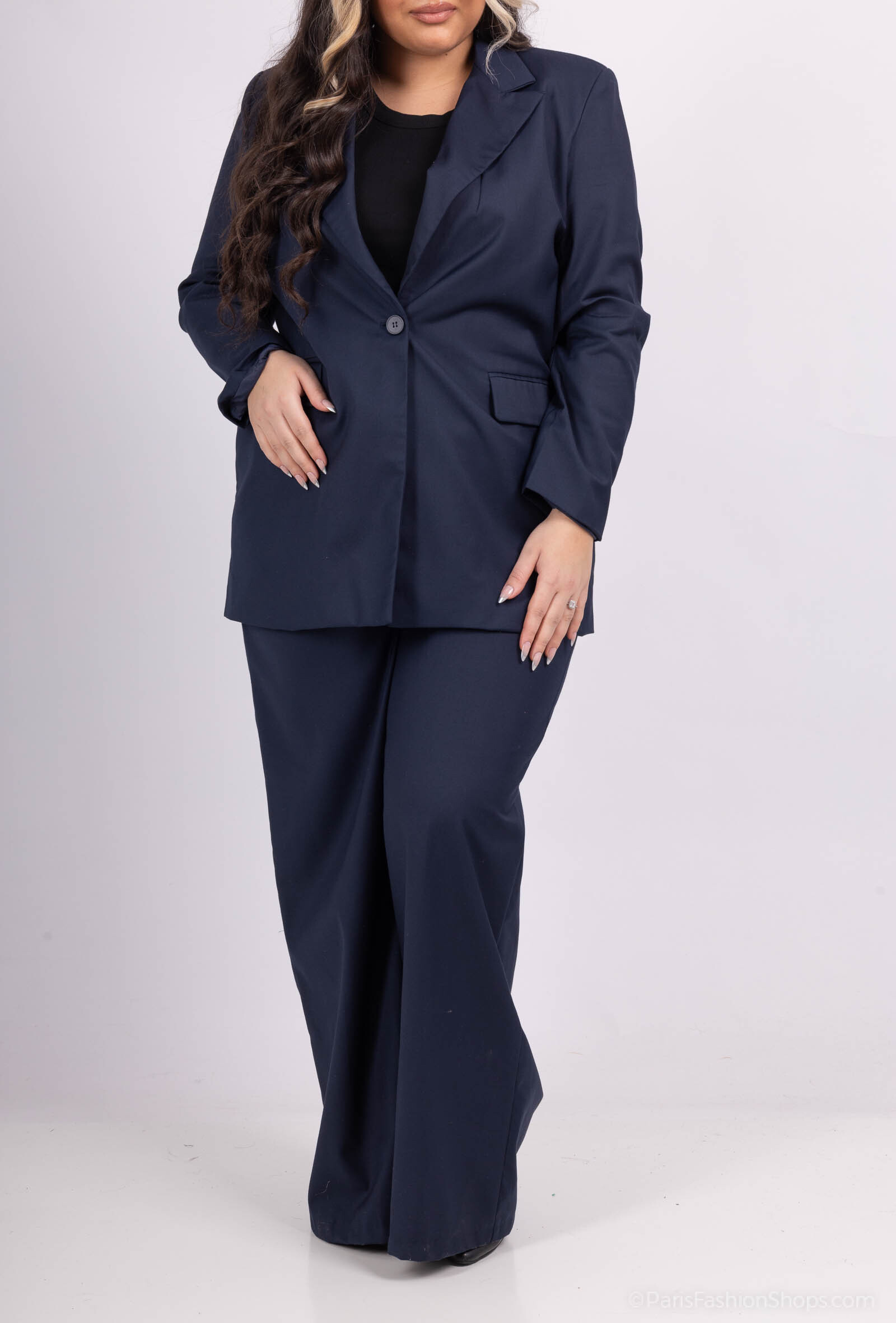 Grossiste Amy&Clo - Blazer oversize grande taille en mélange de viscose