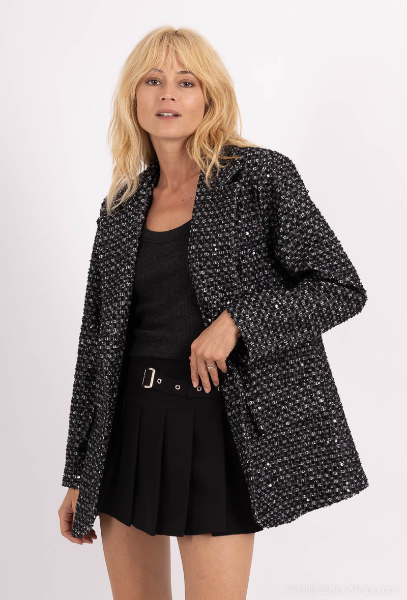 Wholesaler Amy&Clo - Blazer in denim and sequin effect fabric