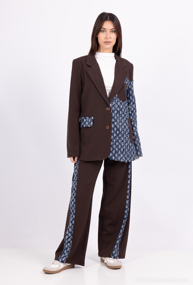 Grossista Amy&Clo - Elegante giacca asimmetrica con dettagli lucidi