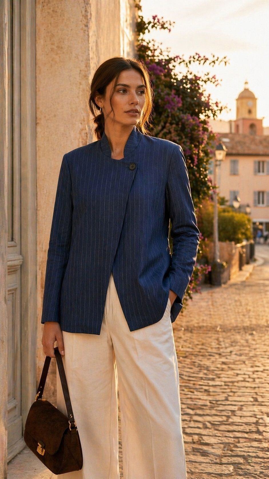 Grossista Amy&Clo - Blazer asimmetrico a righe