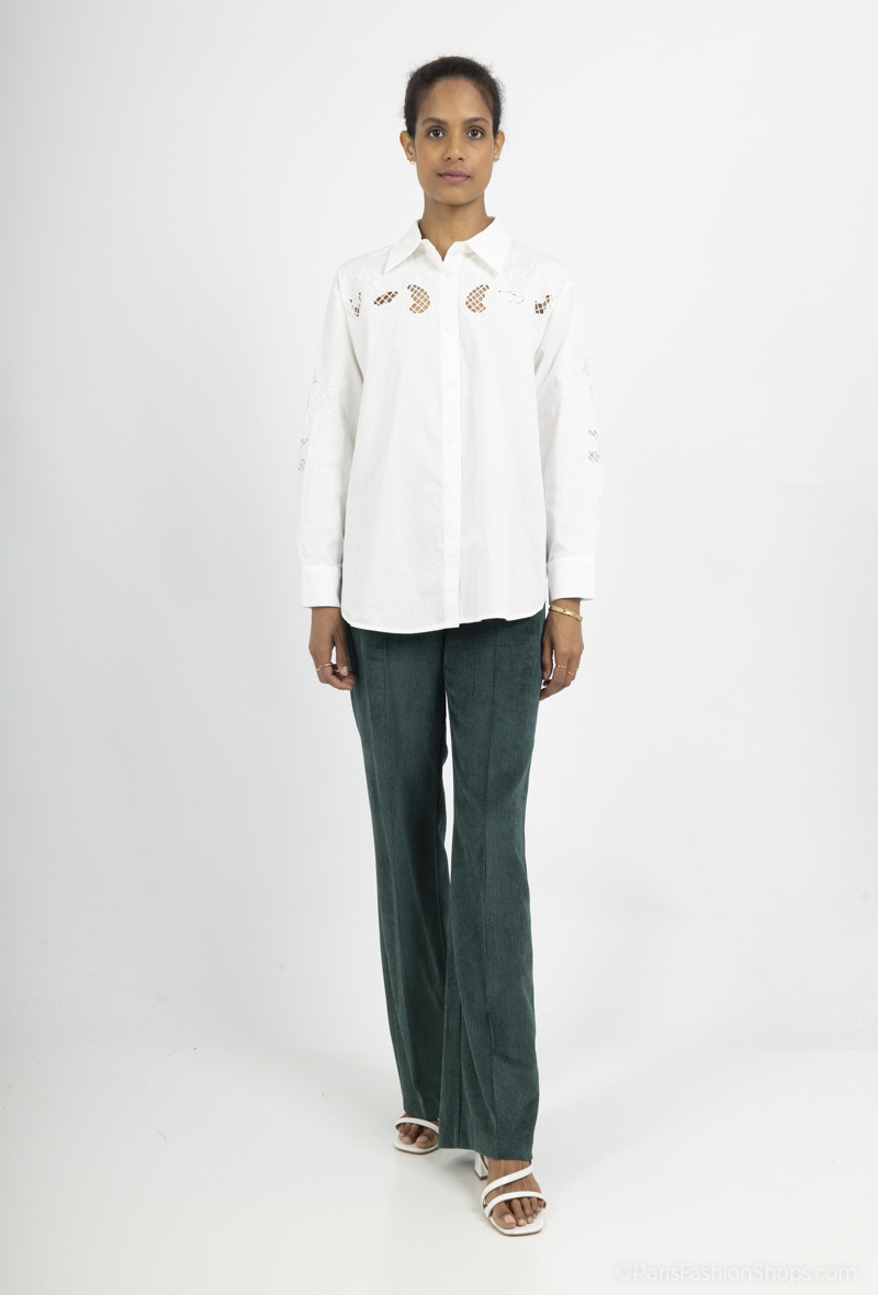Grossiste Amy&Clo - Chemise en coton avec broderie ton sur ton