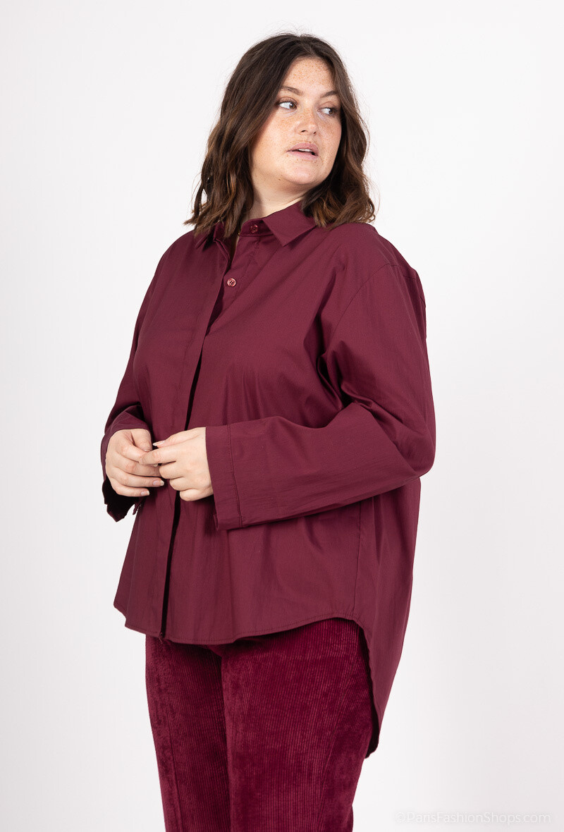Wholesaler Amy&Clo - Loose stretch cotton shirt, large size