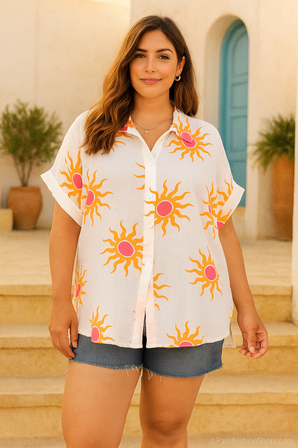 Großhändler Amy&Clo - Plus Size Chemise Gas 'Sun'