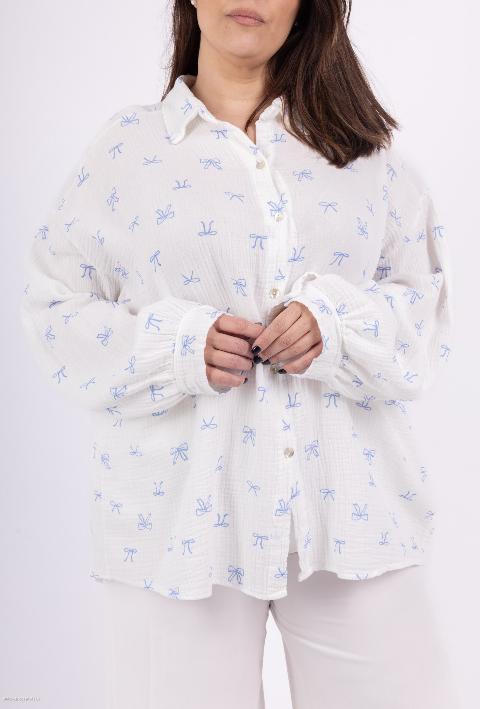 Wholesaler Amy&Clo - More size cotton gauze shirt with embroidered patterns