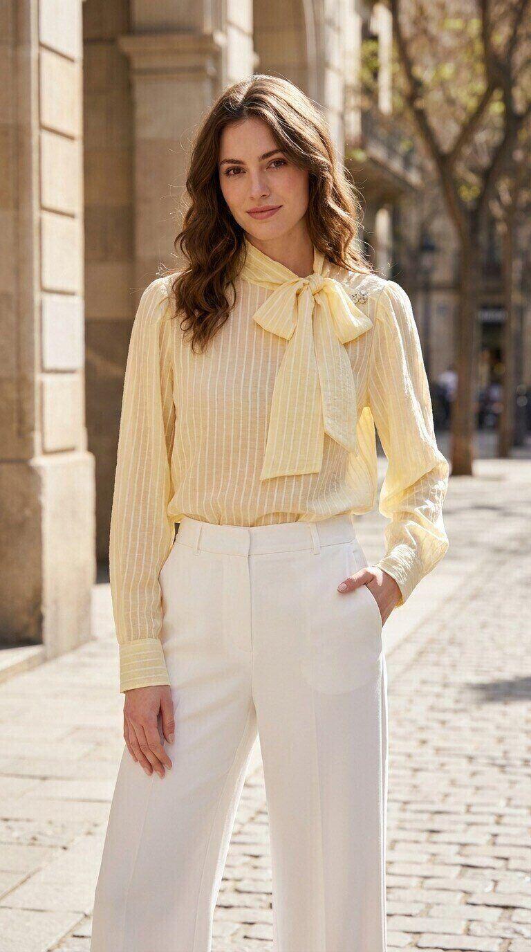 Großhändler Amy&Clo - Gestreifte Bluse mit Schleife