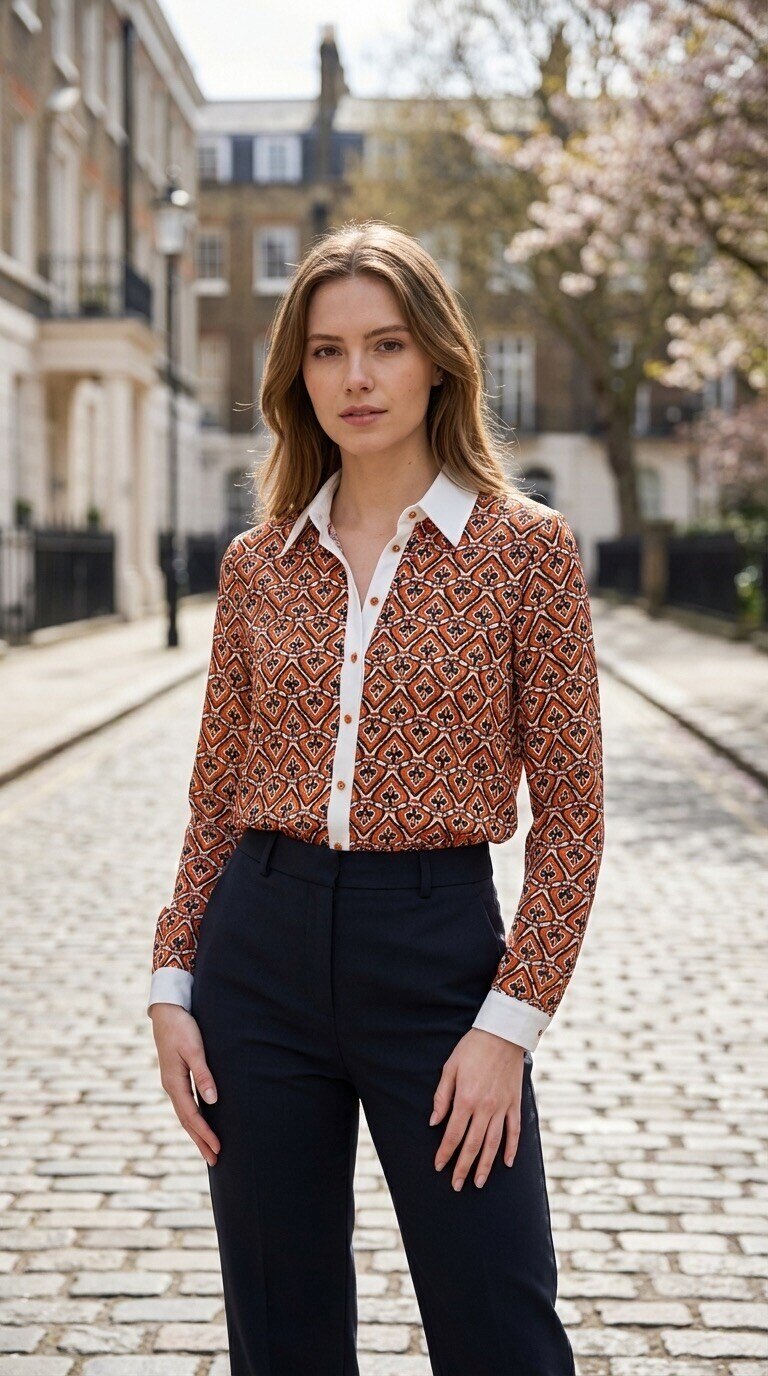 Mayorista Amy&Clo - Camisa estampada con cuello clásico