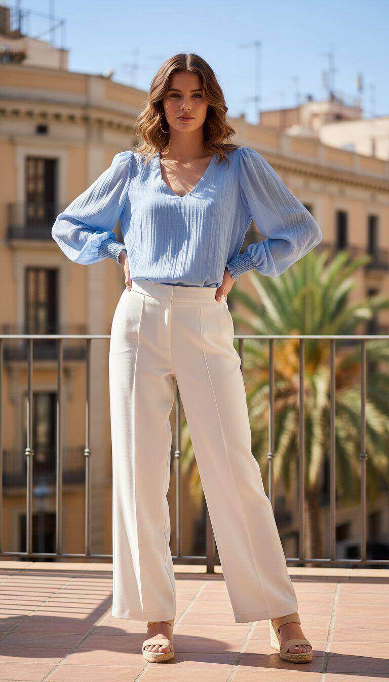 Mayorista Amy&Clo - Blusa Larga de Lyocell con Cuello en V