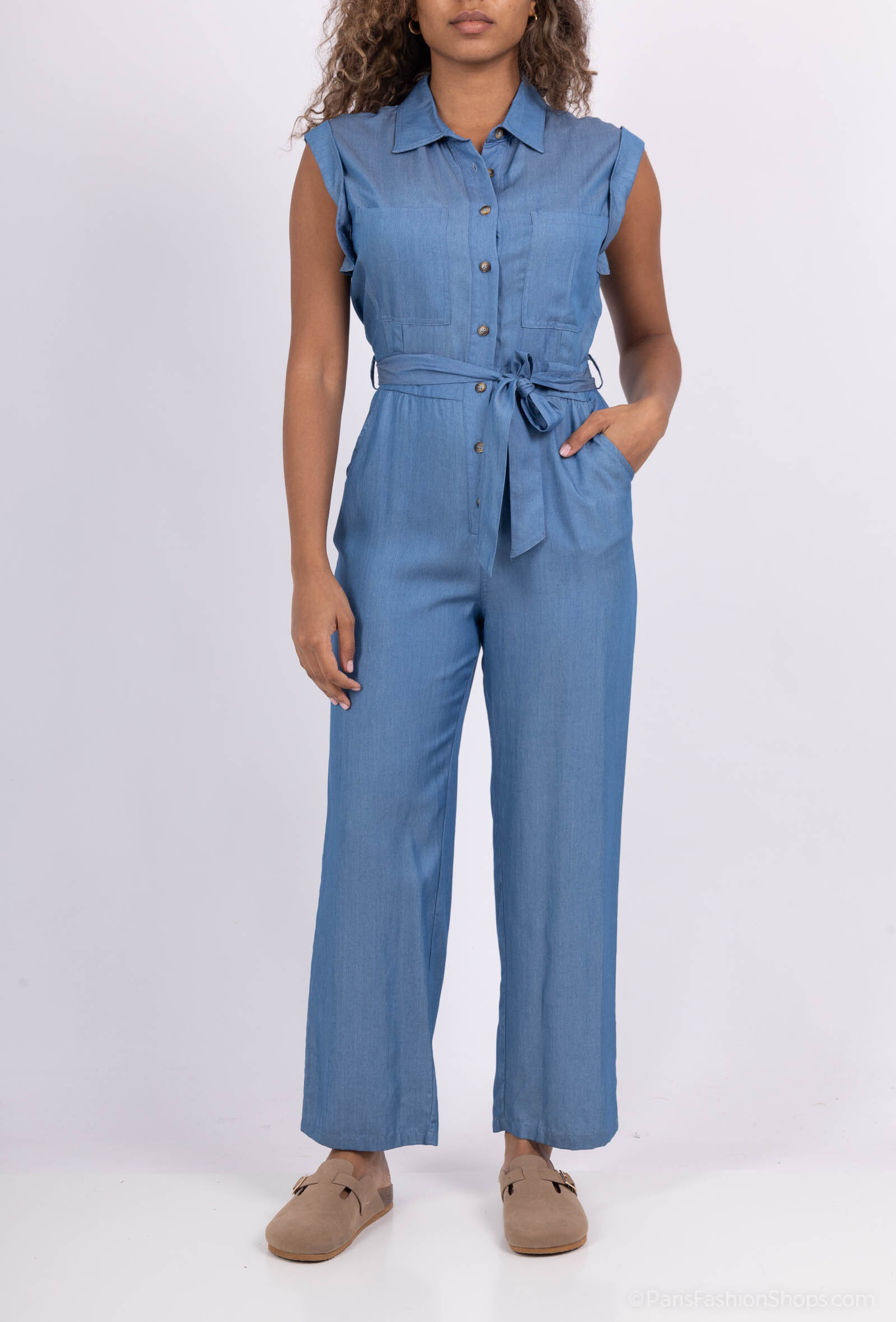 Wholesaler Amy&Clo - Tie buttoned tencel jumpsuit