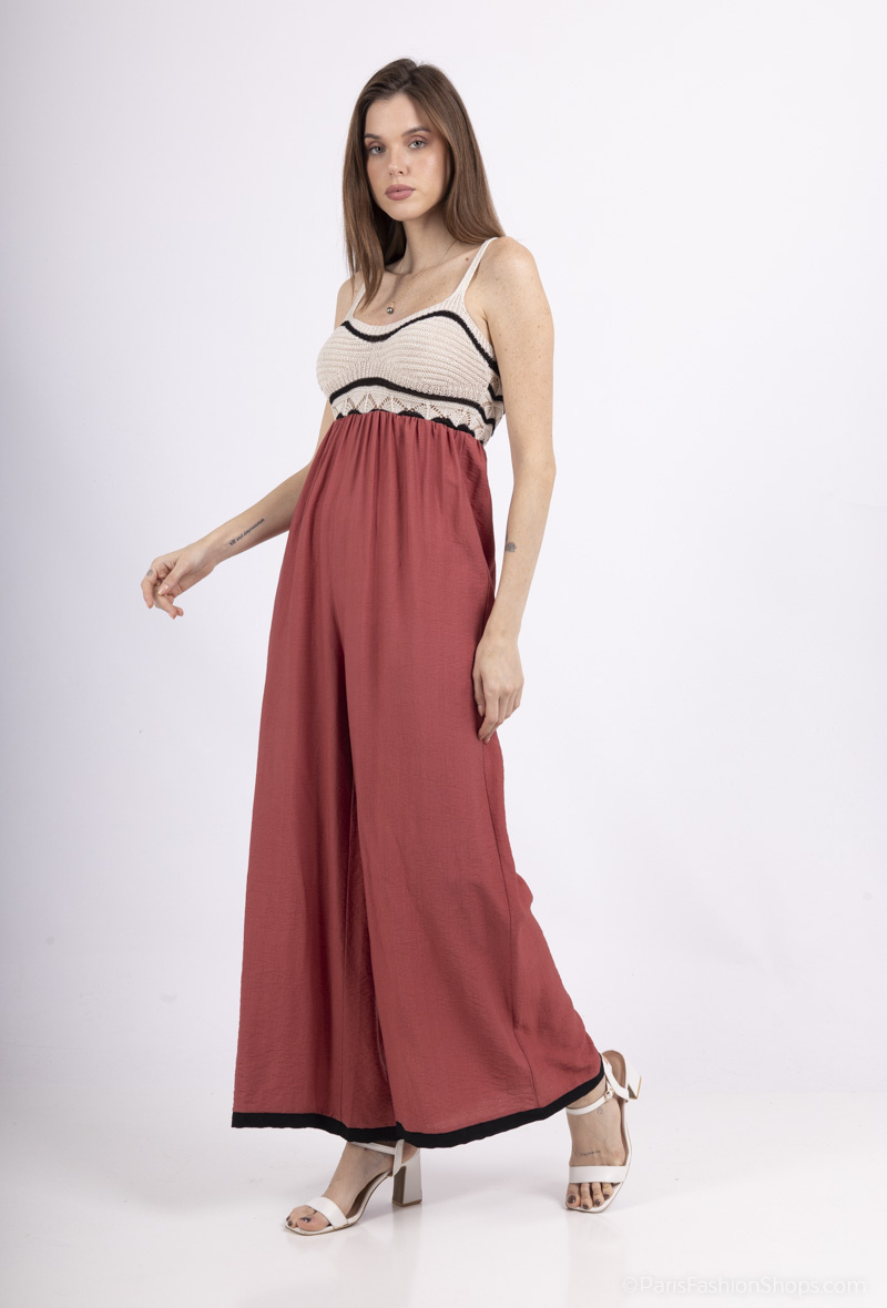 Wholesaler Amy&Clo - Two-tone crochet jumpsuit