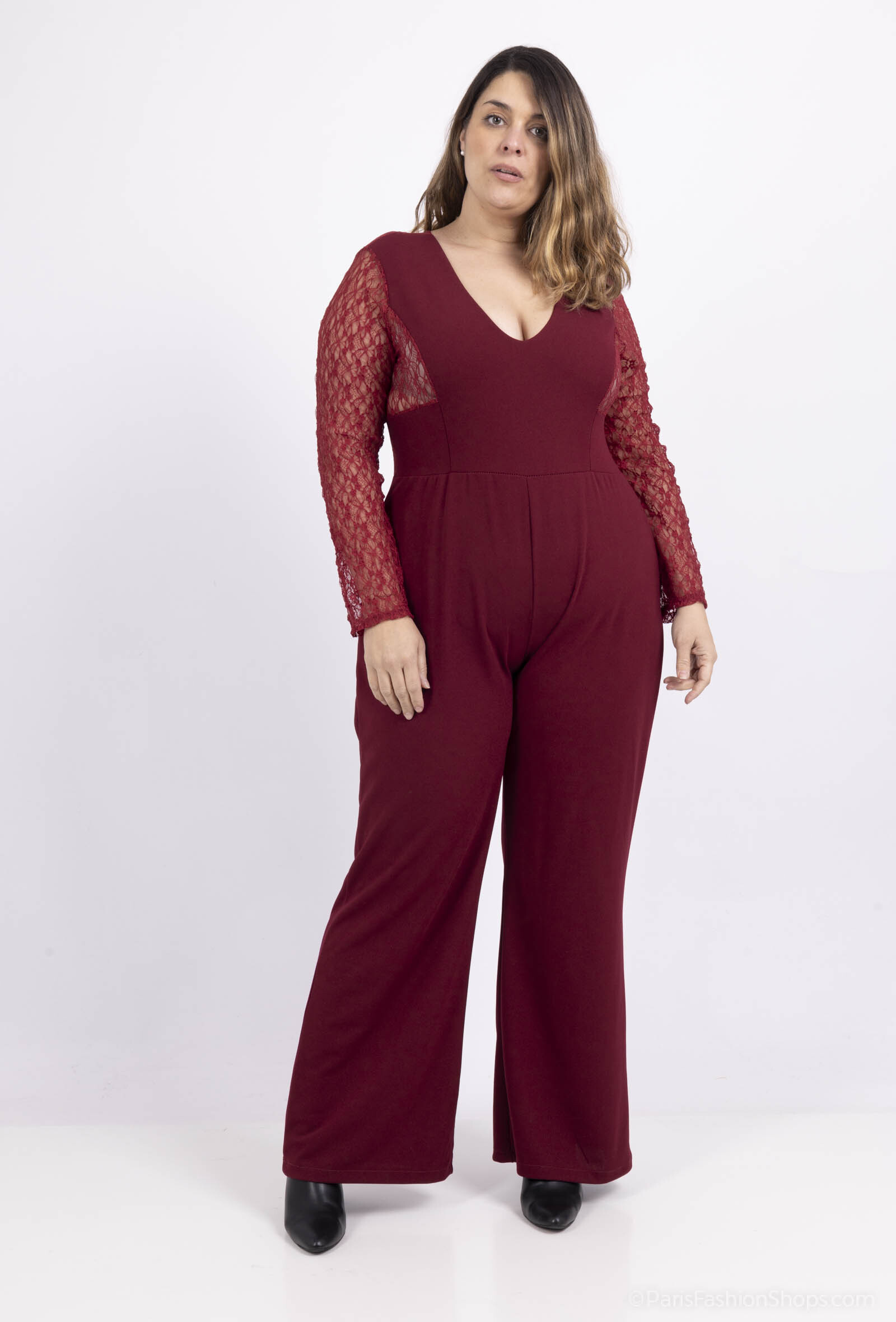 Grossiste Amy&Clo - Combinaison grande taille en jersey stretch avec dentelle
