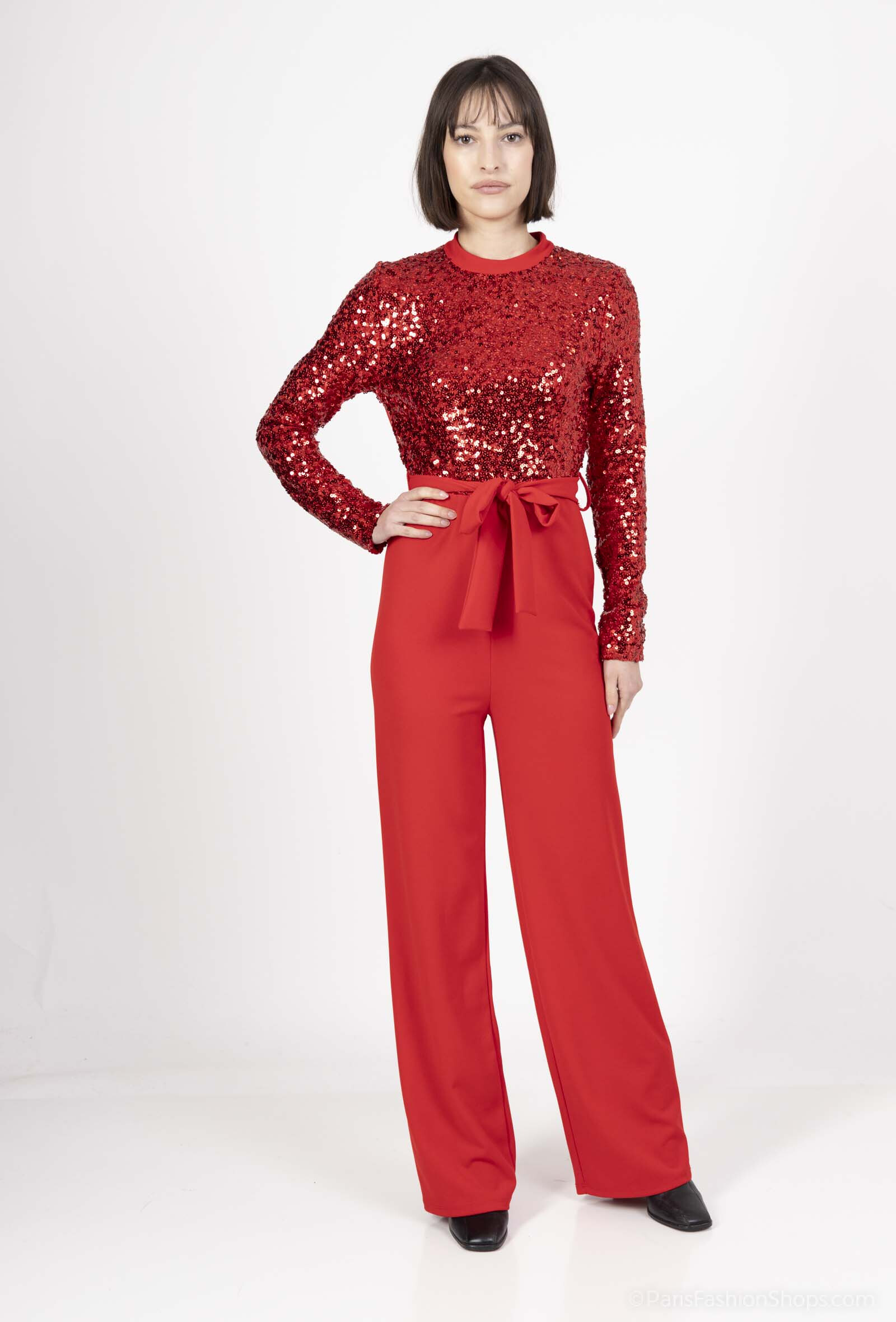 Grossiste Amy&Clo - Combinaison bi-matière sequins et jersey, taille unique
