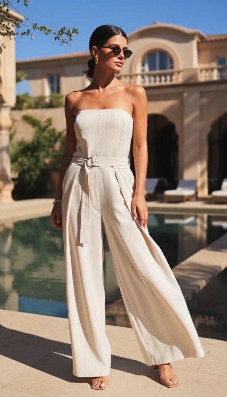 Wholesaler Amy&Clo - Striped strapless jumpsuit
