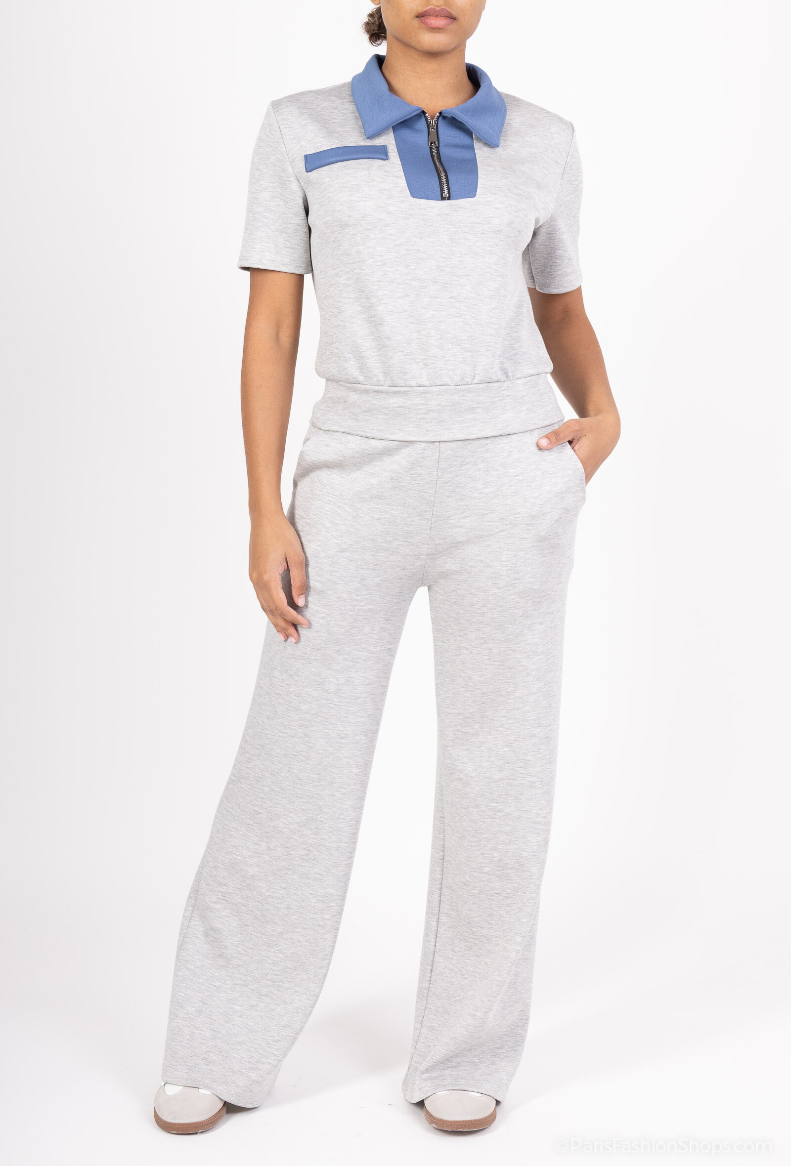 Wholesaler Amy&Clo - Denim t-shirt and pants set