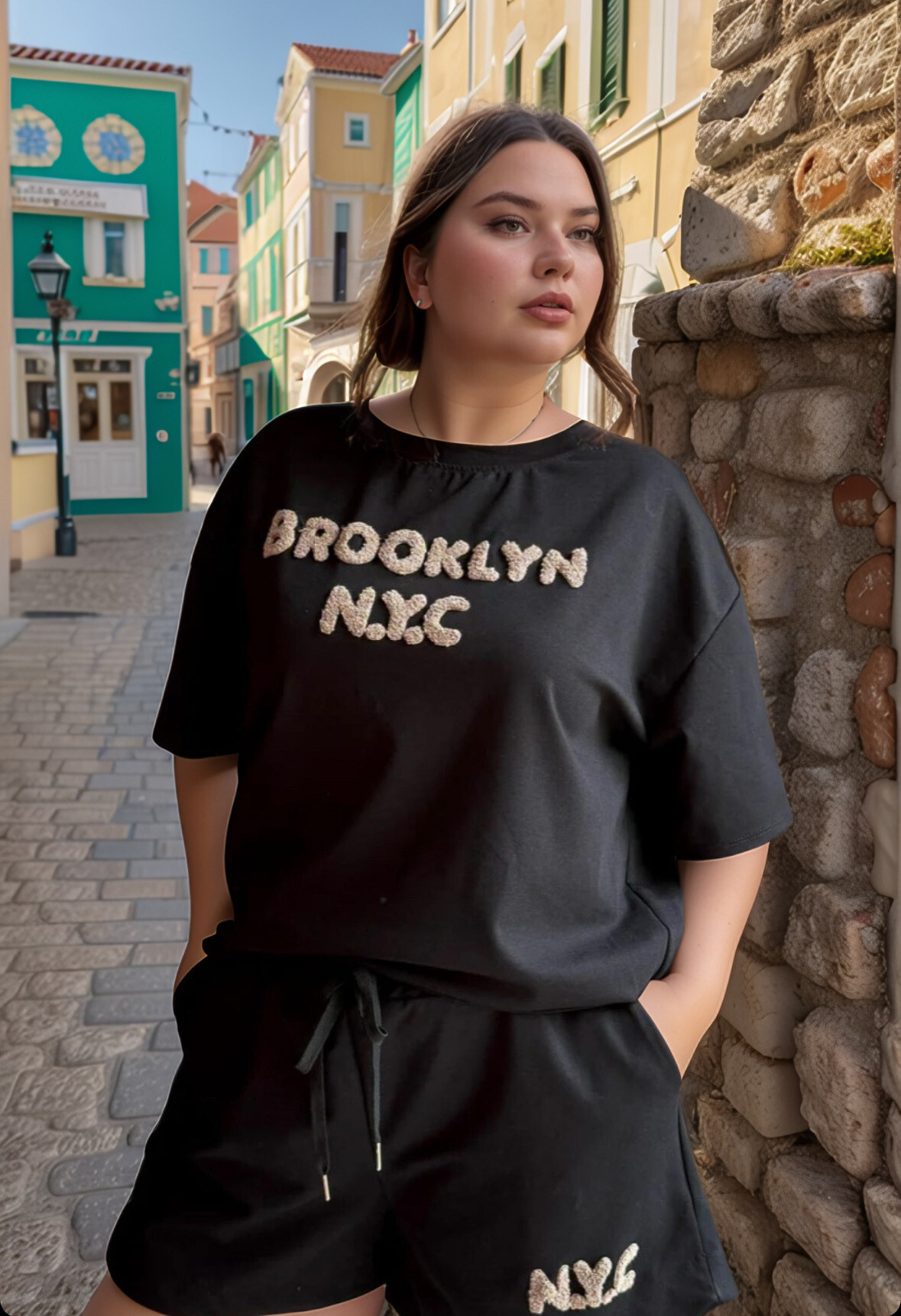 Großhändler Amy&Clo - Mehr Größe T-Shirt und kurzes Brooklyn