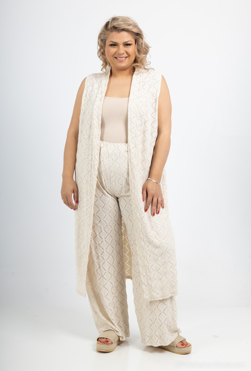 Wholesaler Amy&Clo - Maxi-long sleeveless crepe cardigan